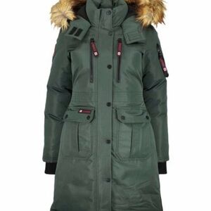 Canada Weather Gear Dark Green Ski Jacket with Faux Fur Hood